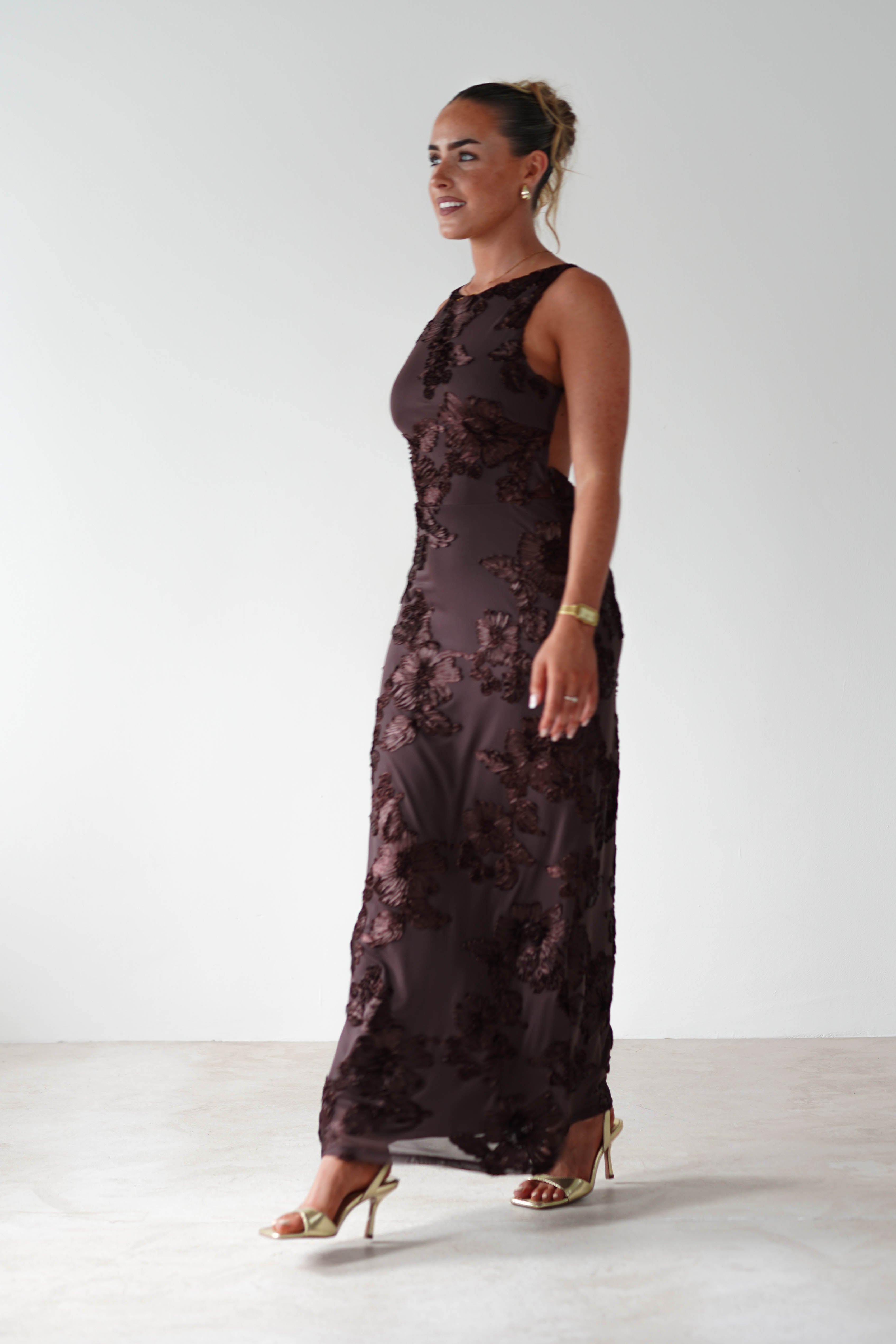 SASHA Dresses 1*DONE - 64623D06 CHOCOLATE MAXI LIKE HALSEY