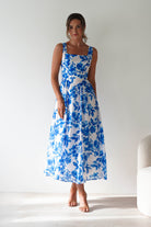 Maisie Floral Skater Maxi  | Blue 