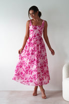 Maisie Floral Skater Maxi  | Pink | Wedding Guest es
