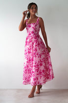 Maisie Floral Skater Maxi  | Pink 