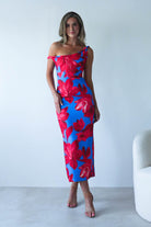 Elliot Floral Print Midi  | Blue/Red | Occasion Dresses
