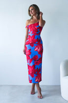 Elliot Floral Print Midi  | Blue/Red - Oh Hello Clothing