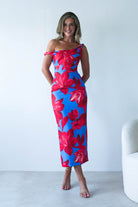 Elliot Floral Print Midi  | Blue/Red - Oh Hello Clothing