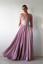 Scarlette Soft Satin Maxi Gown | Mauve - Oh Hello Clothing