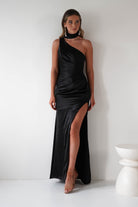 Aletta Soft Satin Maxi Gown | Black - Oh Hello Clothing