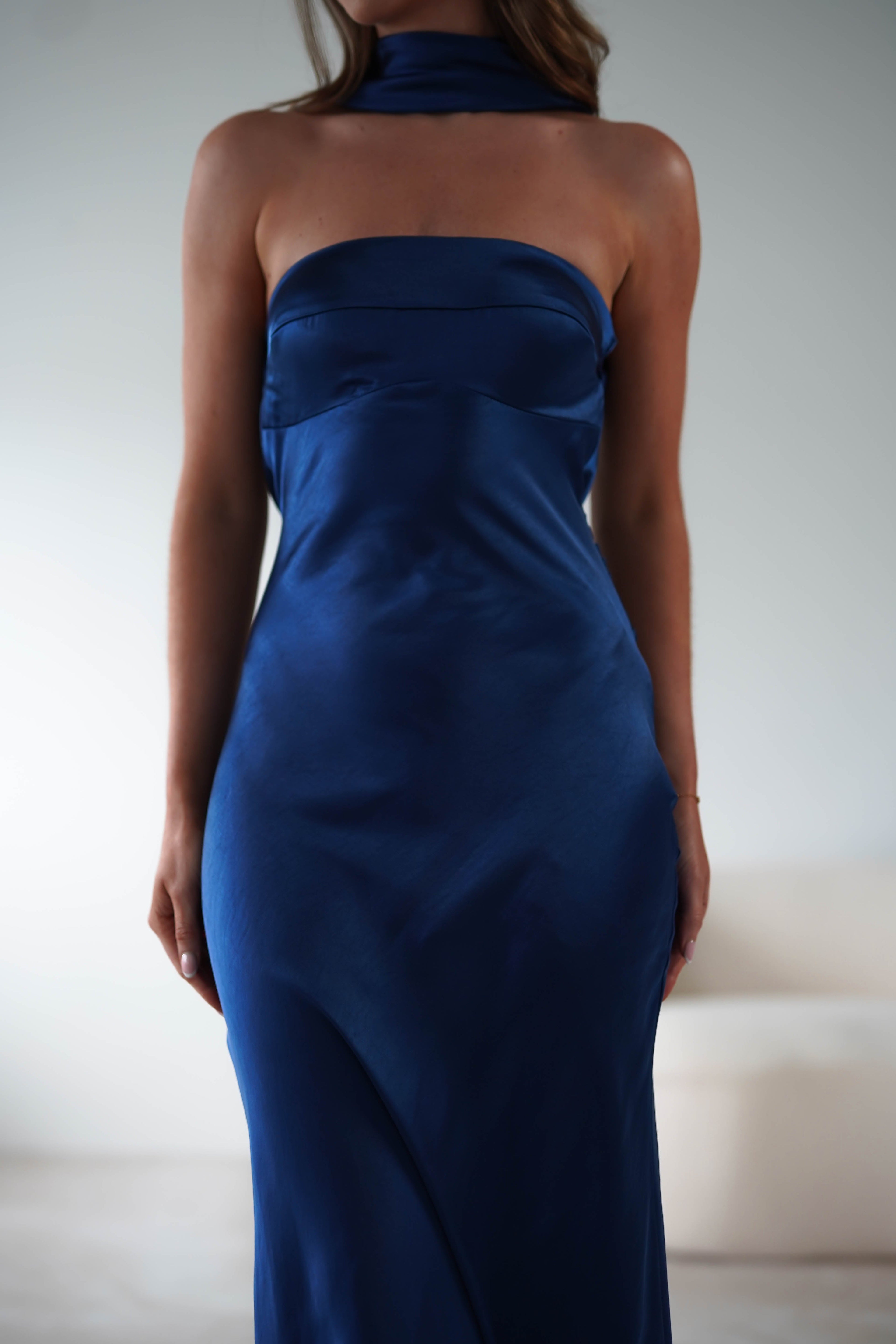 Alice Soft Satin Maxi  | Navy - Oh Hello Clothing