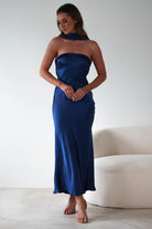 Alice Soft Satin Maxi  | Navy - Oh Hello Clothing