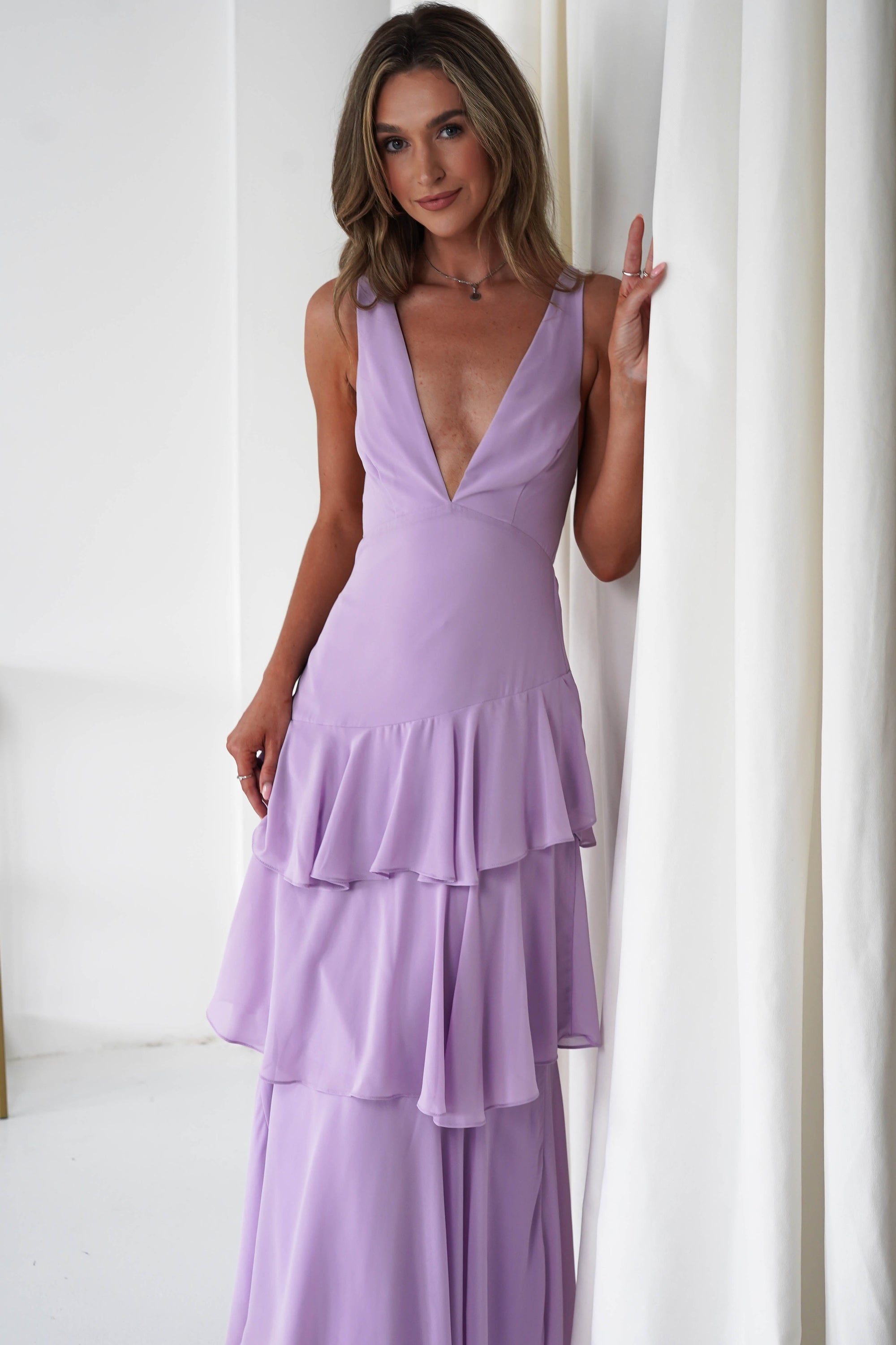Andalusia Ruffle Maxi Dress | Lilac | Oh Hello Clothing | XS (6)