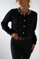 Chenna Embellished Cardigan | Black - Oh Hello Clothing