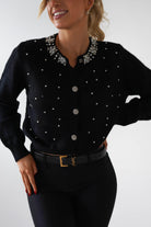 Chenna Embellished Cardigan | Black - Oh Hello Clothing
