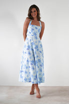 Suzette Floral Skater Maxi  | Blue/White - Oh Hello Clothing