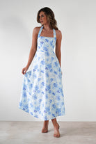 Suzette Floral Skater Maxi  | Blue/White - Oh Hello Clothing