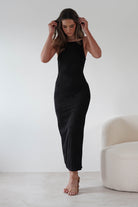 Brighton Textured Bodycon Midaxi  | Black - Oh Hello Clothing