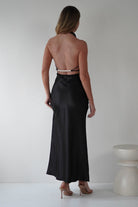 Black Tie Dresses - Capriana Pearl Back Maxi  | Black