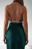 KAARLO Wedding Guest Dresses Capriana Pearl Back Maxi Dress | Emerald