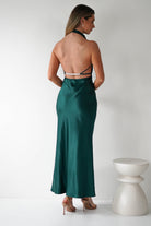 KAARLO Wedding Guest Dresses Capriana Pearl Back Maxi Dress | Emerald