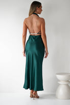 KAARLO Wedding Guest Dresses Capriana Pearl Back Maxi Dress | Emerald