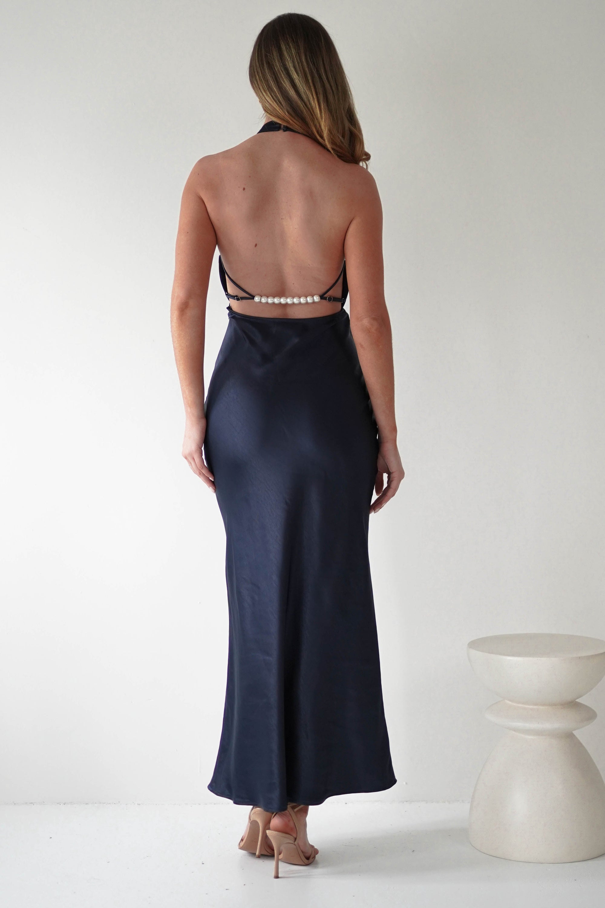 Capriana Pearl Back Maxi Dress | Navy | Oh Hello Clothing | XS (6)