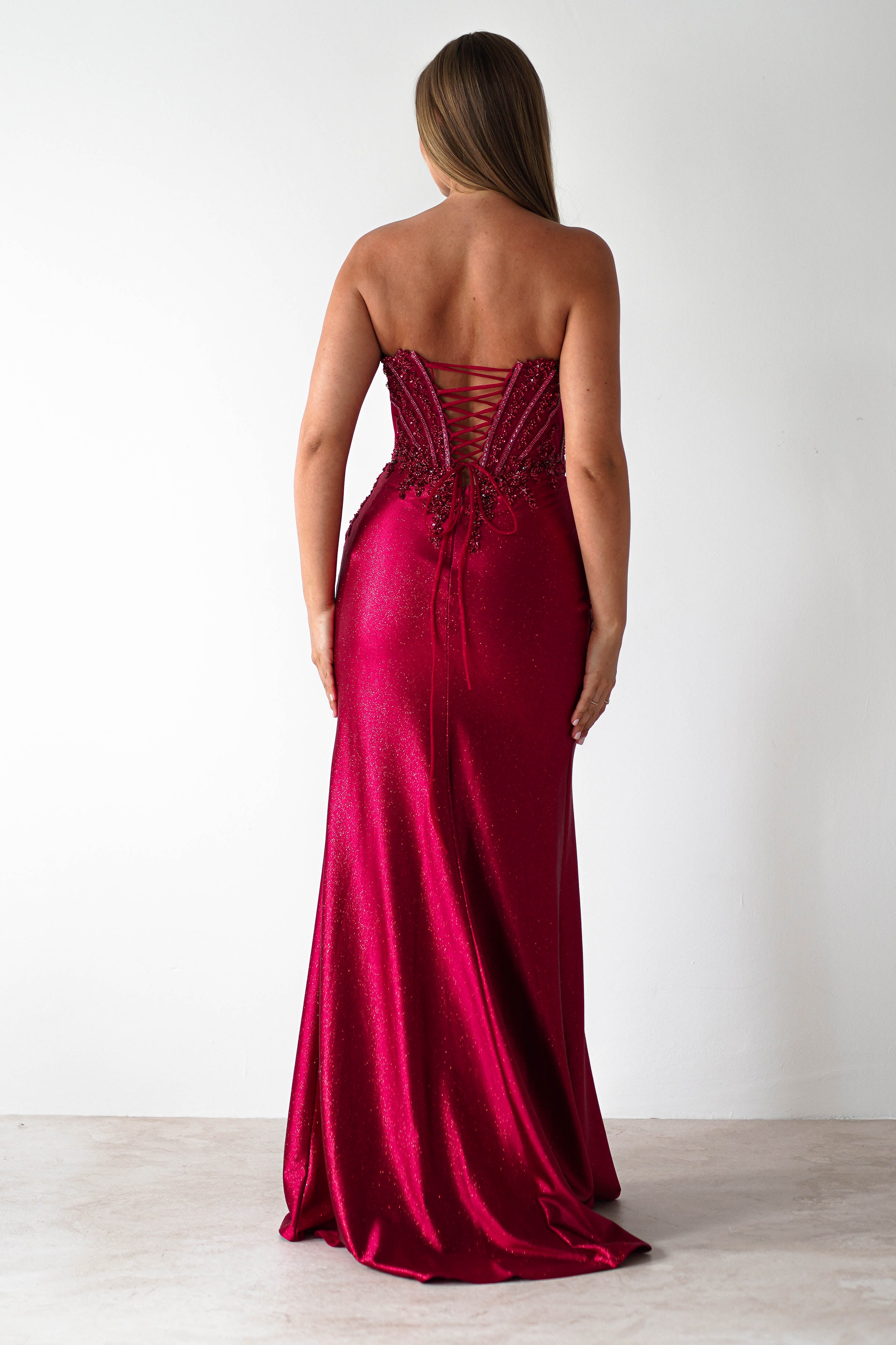 cinderella Debs & Prom Dresses 1 *DONE Caspian Embellished Bodycon Gown | Deep Red
