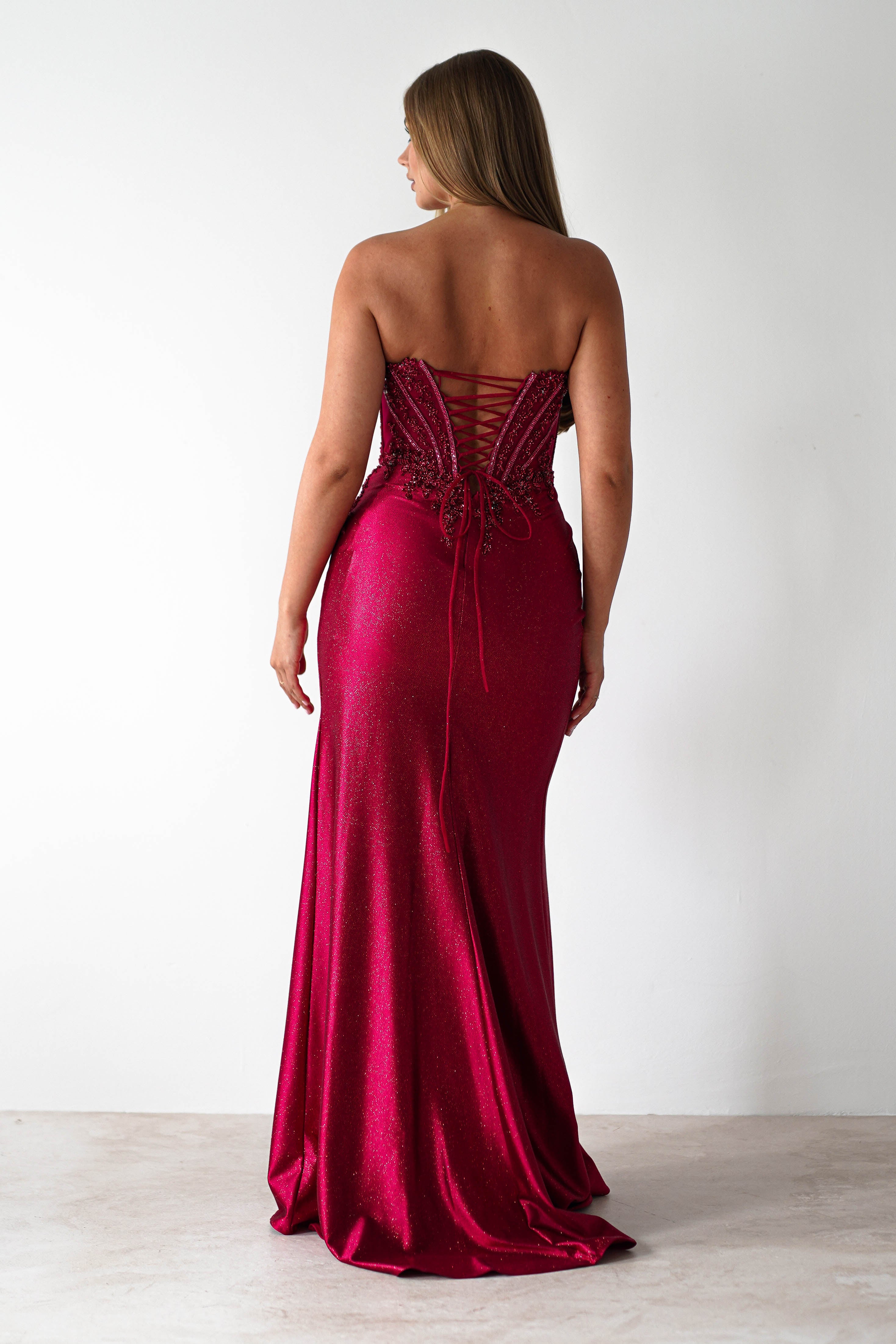 cinderella Debs & Prom Dresses 1 *DONE Caspian Embellished Bodycon Gown | Deep Red