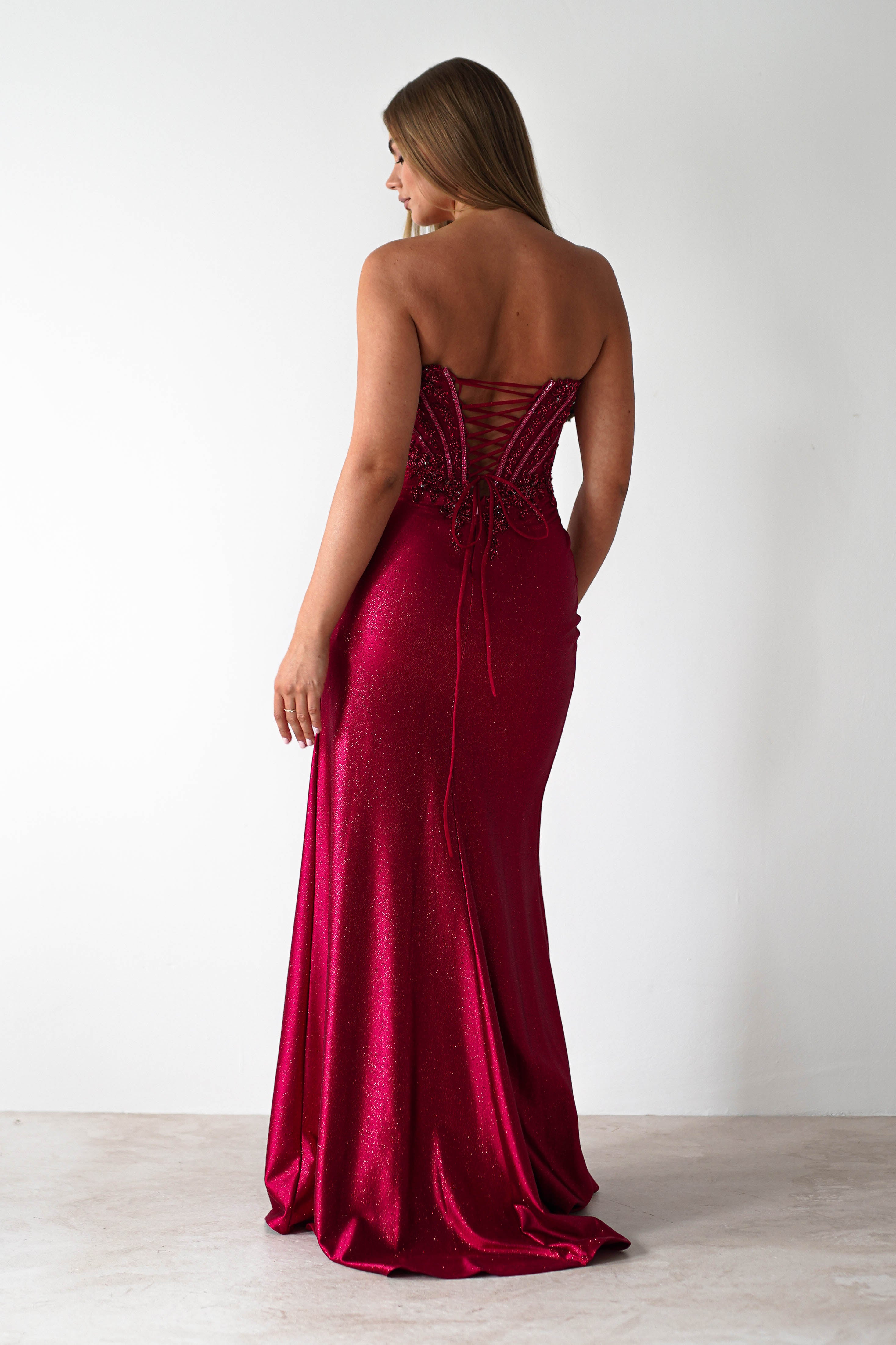 cinderella Debs & Prom Dresses 1 *DONE Caspian Embellished Bodycon Gown | Deep Red