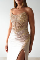 Caspian Embellished Bodycon Gown | Gold | Oh Hello Clothing | XXS (4)