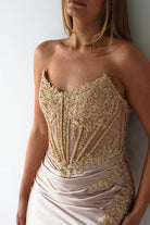 Caspian Embellished Bodycon Gown | Gold | Oh Hello Clothing | XXS (4)