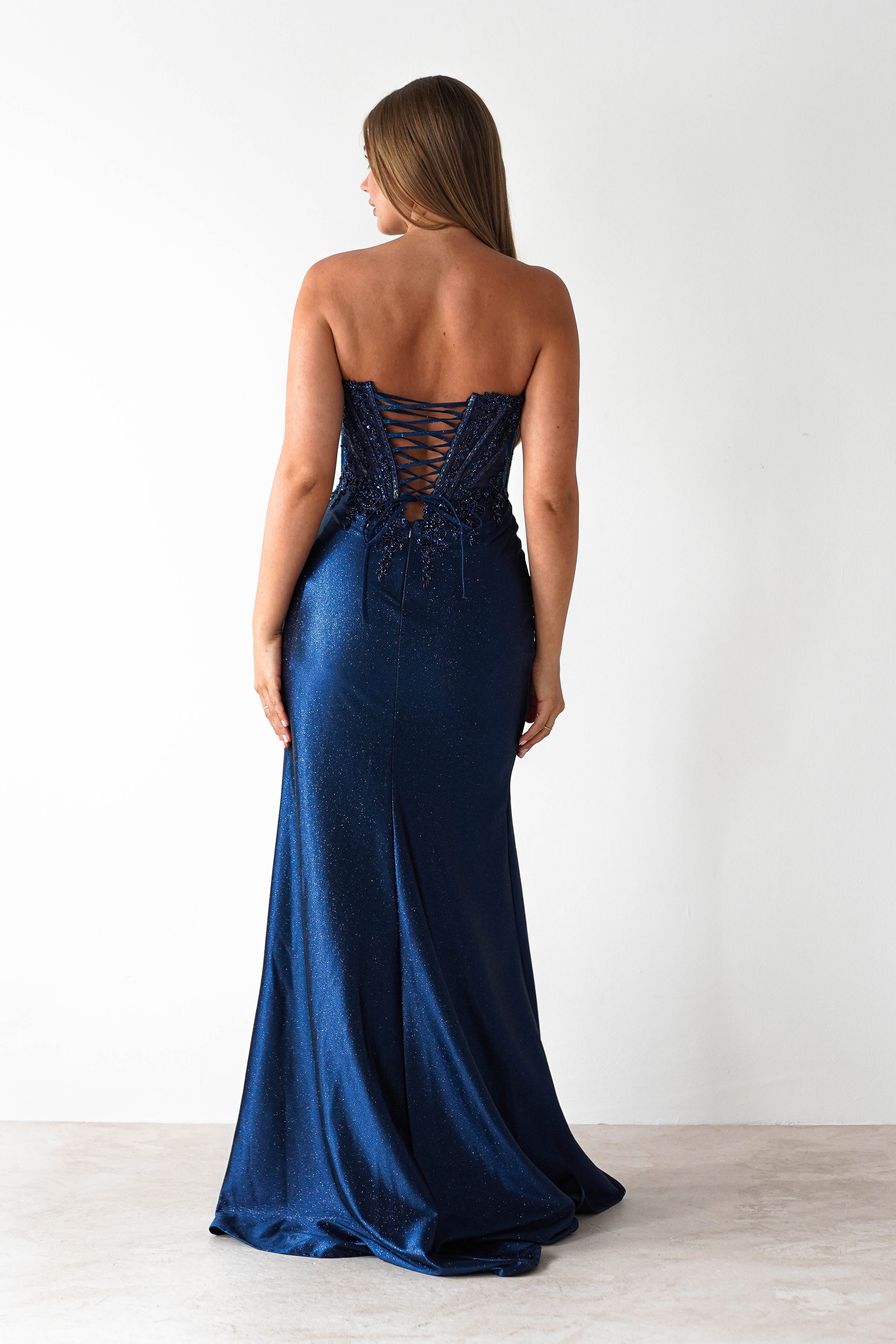 cinderella Debs & Prom Dresses 1 *DONE Caspian Embellished Bodycon Gown | Navy