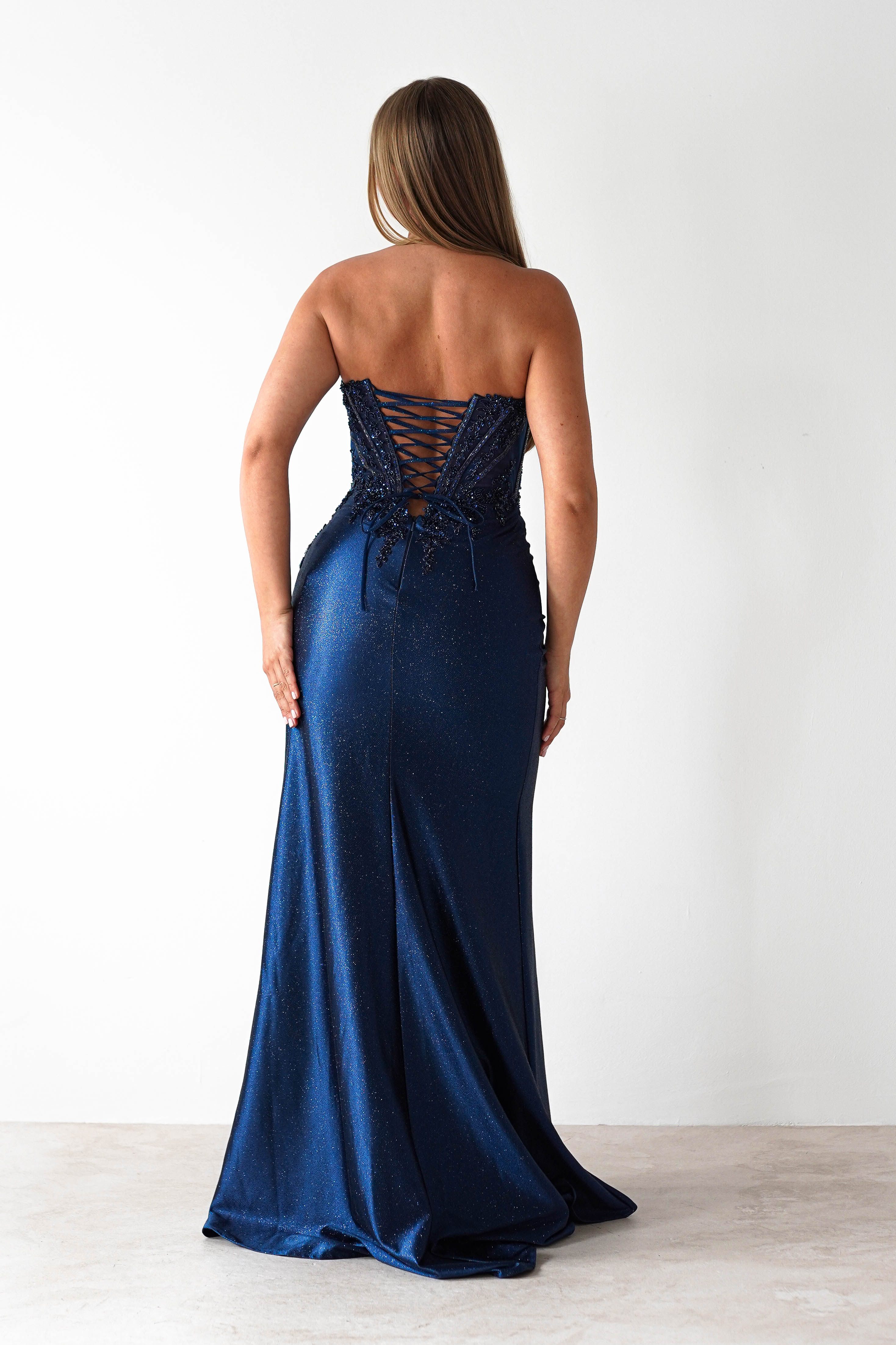cinderella Debs & Prom Dresses 1 *DONE Caspian Embellished Bodycon Gown | Navy