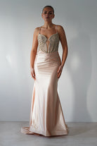 The Butterfly Embellished Bodycon Gown | Gold - Oh Hello Clothing
