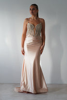 The Butterfly Embellished Bodycon Gown | Gold - Oh Hello Clothing