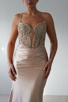 The Butterfly Embellished Bodycon Gown | Gold - Oh Hello Clothing