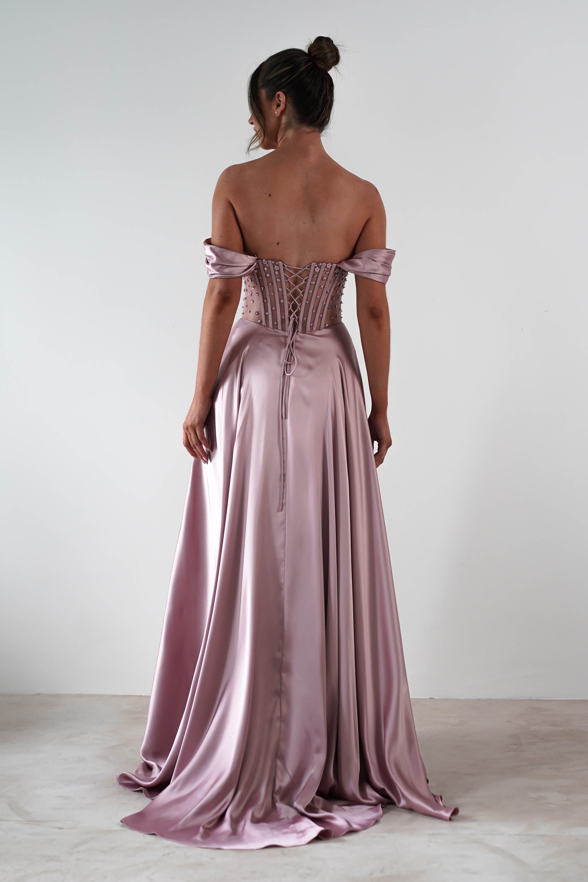 Tullie Satin A - Line Maxi Dress | Mauve | Oh Hello Clothing | XS (6)