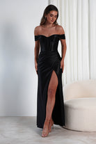 Serena Off The Shoulder Gown | Black - Oh Hello Clothing