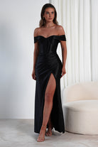 Serena Off The Shoulder Gown | Black - Oh Hello Clothing