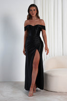 Serena Off The Shoulder Gown | Black - Oh Hello Clothing