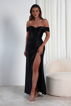 Serena Off The Shoulder Gown | Black - Oh Hello Clothing