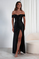 Serena Off The Shoulder Gown | Black - Oh Hello Clothing