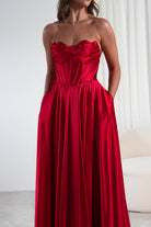 Kristi Strapless A Line Gown | Red - Oh Hello Clothing