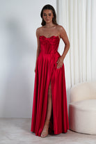 Kristi Strapless A Line Gown | Red - Oh Hello Clothing