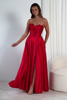 Kristi Strapless A Line Gown | Red - Oh Hello Clothing