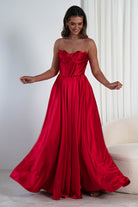 Kristi Strapless A Line Gown | Red - Oh Hello Clothing