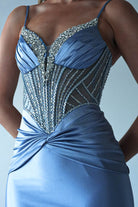 Vera Embellished Bodycon Gown | Dusty Blue - Oh Hello Clothing
