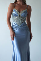 Vera Embellished Bodycon Gown | Dusty Blue - Oh Hello Clothing