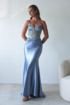 Vera Embellished Bodycon Gown | Dusty Blue - Oh Hello Clothing