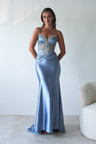 Vera Embellished Bodycon Gown | Dusty Blue - Oh Hello Clothing