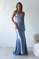 Vera Embellished Bodycon Gown | Dusty Blue - Oh Hello Clothing