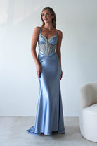 Vera Embellished Bodycon Gown | Dusty Blue - Oh Hello Clothing