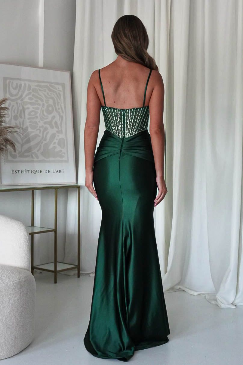 Vera Embellished Bodycon Gown | Emerald Green