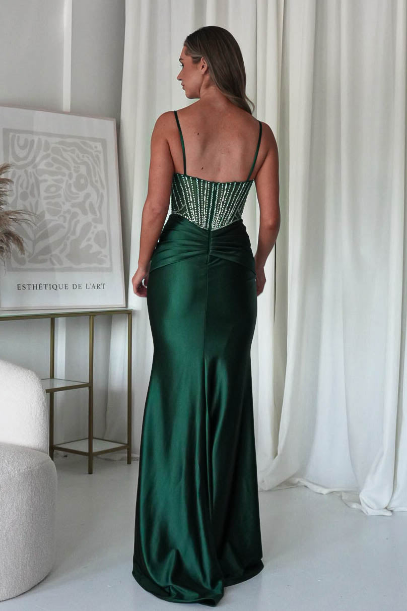 Vera Embellished Bodycon Gown | Emerald Green